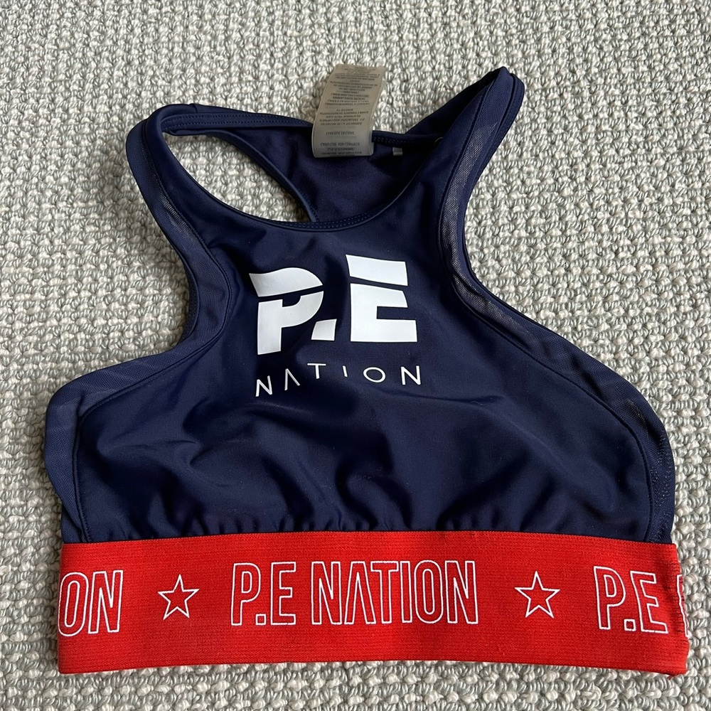 P.E. Nation Sports Bra in Navy & Red